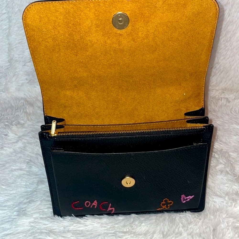 New Coach Klare Leather Crossbody Shoulder Bag Purse With Diary Embroidery Black - Picture 11 of 17
